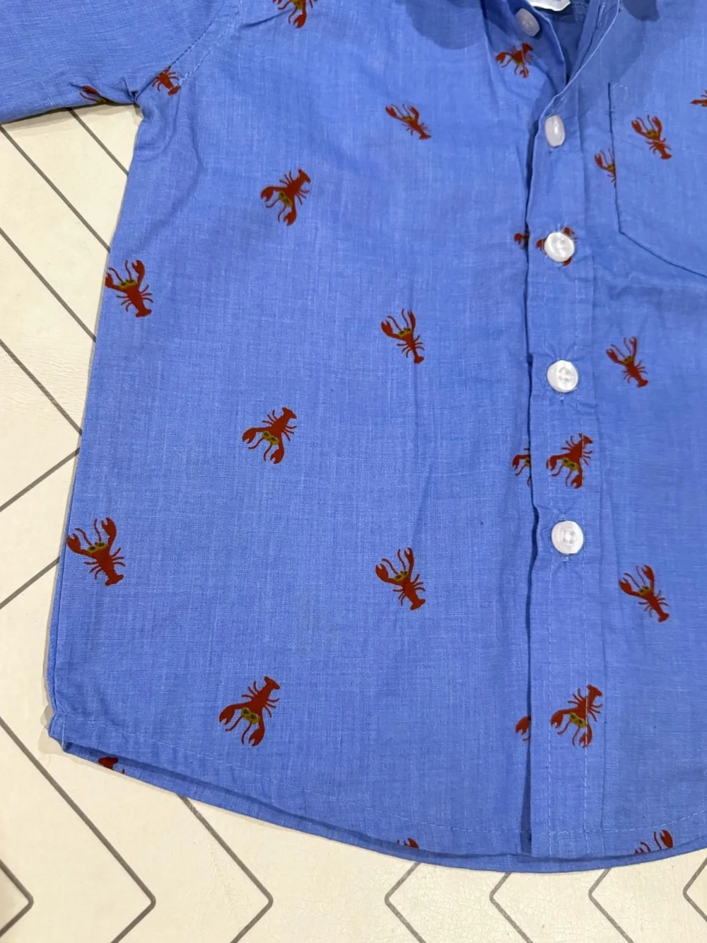 NWT Alex & Jack Short-Sleeve Button-Up Shirt with Lobster Print